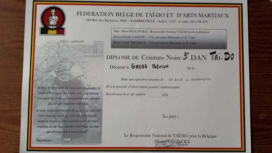 diplôme 3 eme DAN 