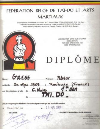 diplôme de tai-do